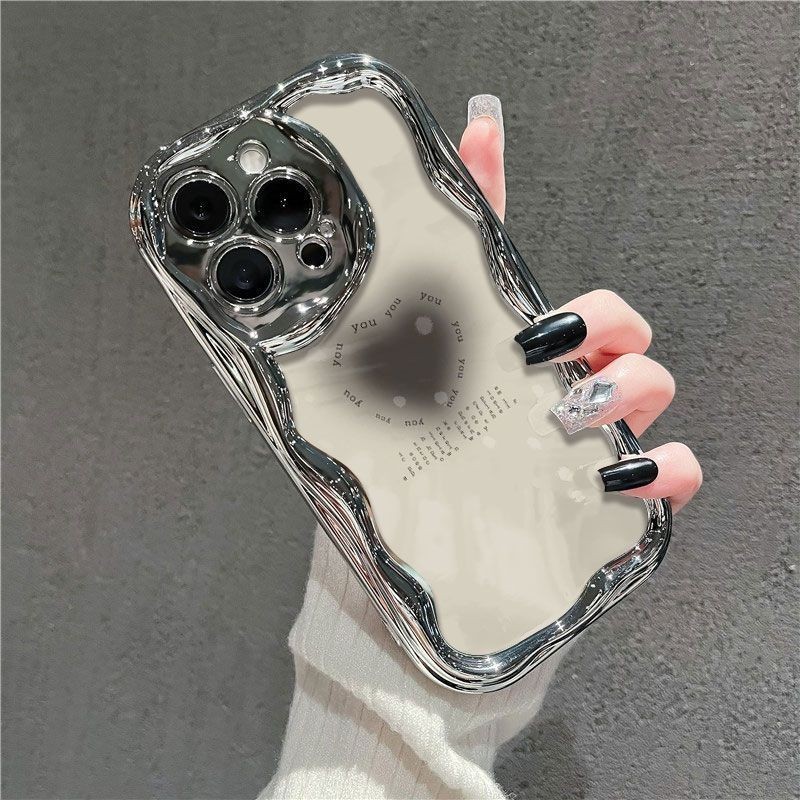 英文爱heartFor iPhone 11/12/13/14/15 Pro max Case แฟชั่นซิลิโคนกันกระแทก hard Case สําหรับ iPhone 11,12