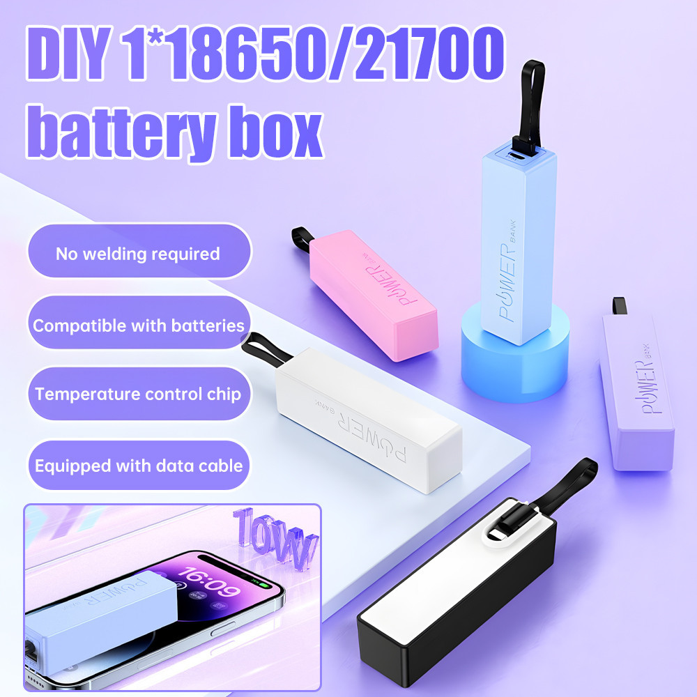 Usb Mobile Power Bank Case DIY Kit 18650/21700 แบตเตอรี ่ ลิเธียมกล ่ องชาร ์ จแบตเตอรี ่ แบบพกพา Black/Yellow/Blue/Green/White