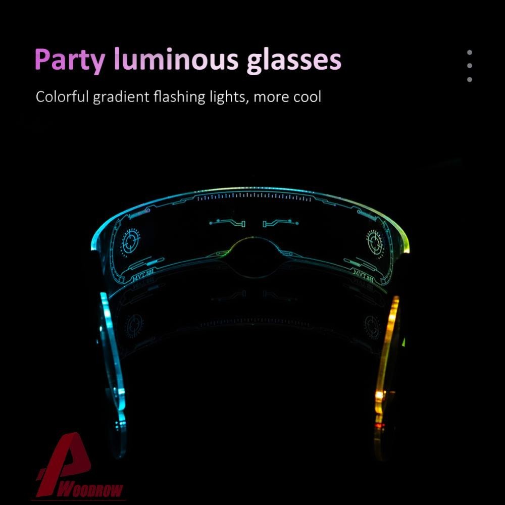 El Wire Luminous Glasses Neon Party LED Light Up Visor แว ่ นตา [Woodrow.th ]