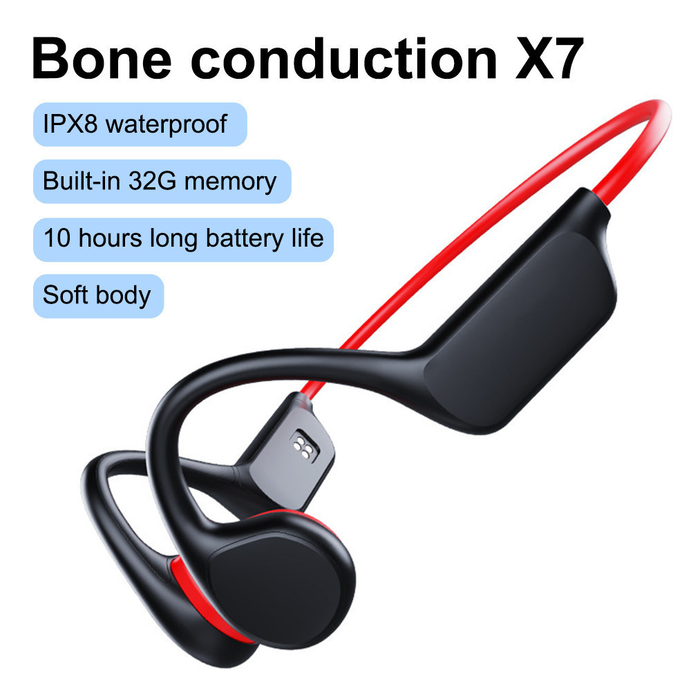 Ipx8 หูฟังว ่ ายน ้ ํากันน ้ ํา Bone Conduction ชุดหูฟังเปิดไร ้ สายบลูทูธ 5.3 32GB MP3 หูฟัง