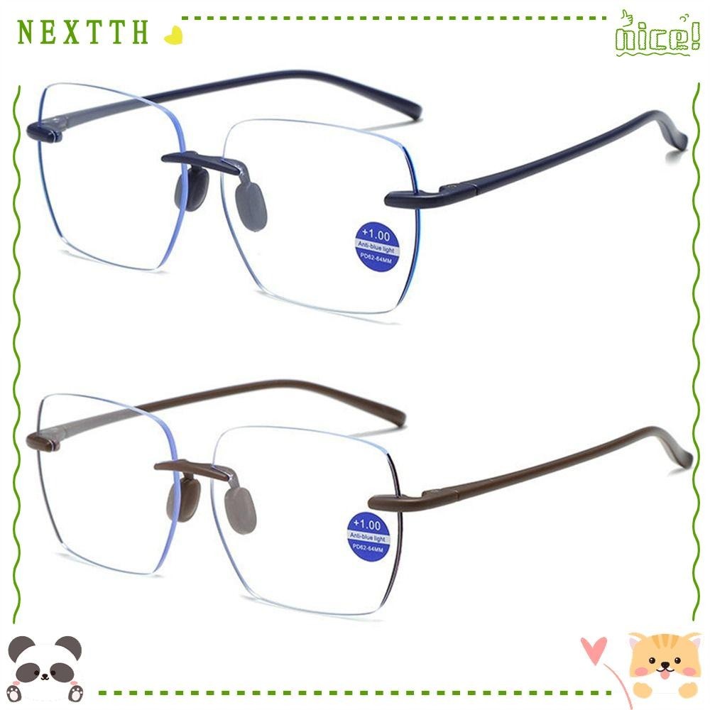 Nextth แว่นอ่านหนังสือ, แว่นสายตายาวป้องกันแสงสีฟ้า, การดูแลการมองเห็นแว่นตาไร้ขอบตัดเพชรความละเอียดสูงผู้หญิงผู้ชาย