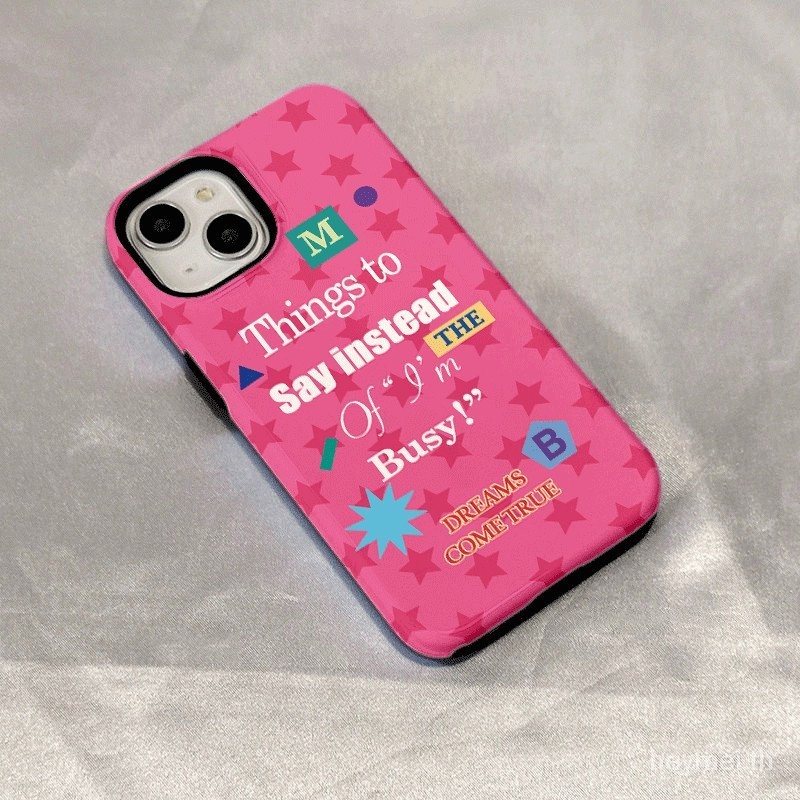 เคสโทรศัพท์ เหมาะสําหรับ iPhone ins สไตล์ตัวอักษรสีชมพูกุหลาบเหมาะสําหรับ iPhone11 12 13 14pro 15plu