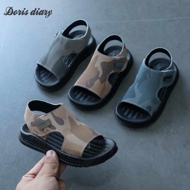 Doris diary รองเท้าแตะเด็ก รองเท้าชายหาด หนังเด็ก กันลื่น ทนต่อการสึกหรอ พื้นนุ่ม พื้นนุ่ม