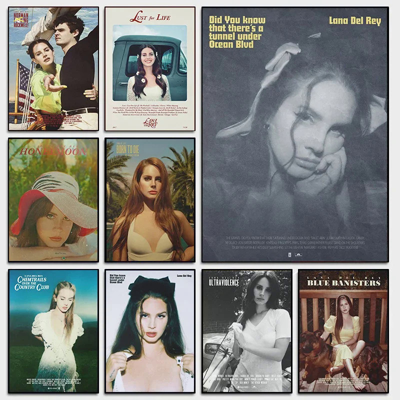 นักร ้ อง Lana Del Rey อัลบั ้ มเพลงคลาสสิกครอบคลุม Ultraviolence Lust for Life โปสเตอร ์