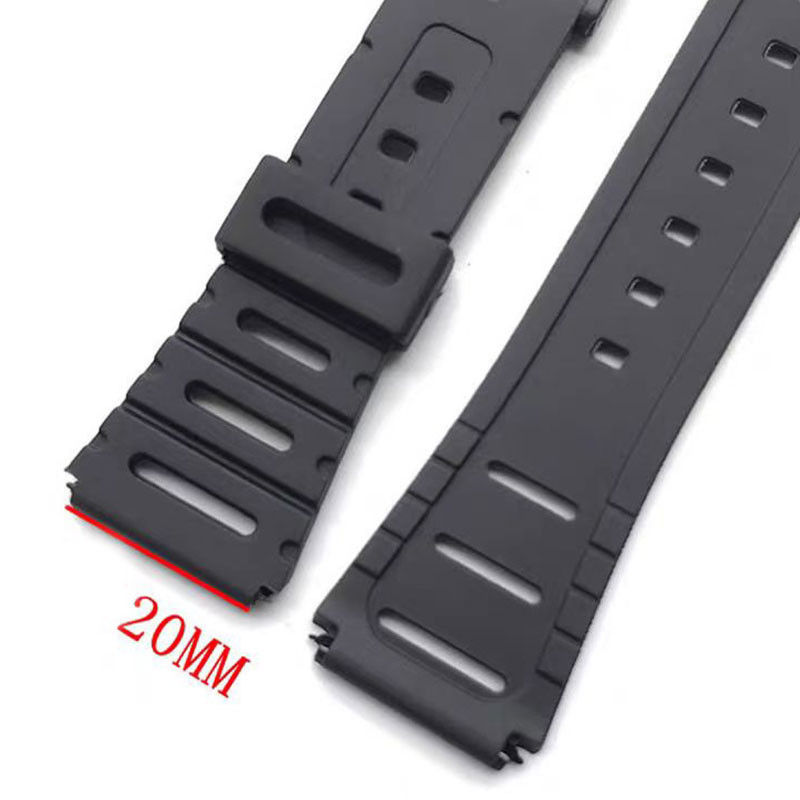 20 มม.สายนาฬิกาซิลิโคนสําหรับ Casio สร้อยข้อมือเครื่องคิดเลขนาฬิกาดิจิตอล W-720 W-722 W-741 WL-100 CA-53W CA53 CA 53 CA-61W ยางนักเรียนผู้ชายผู้หญิงเข็มขัดข้อมือ