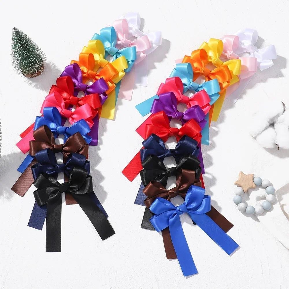 2pcs สีทึบ Bowknot คลิปผมสําหรับเด ็ กริบบิ ้ น Bows Hairpins สาว Boutique อุปกรณ ์ เสริมผมขายส ่ ง - รูปที่ 6