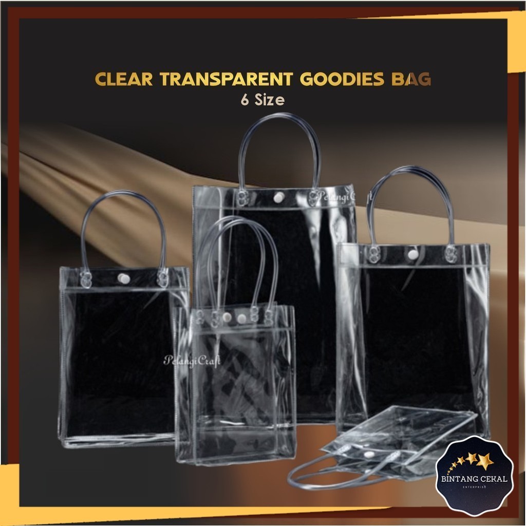 [BC] PVC Tote Bag Transparent Goodies Bag PVC Button Bag Plastic Bag Handbag Event Gift Bag Doorgfit