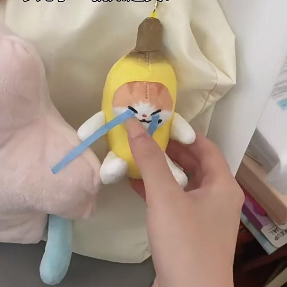 Aophekm พวงกุญแจเสียง Banana Cat, จี้ห้อยกระเป๋ากล้วยตลก, ตุ๊กตาแมวกล้วยพร้อมพวงกุญแจกล้วยเสียง Cry