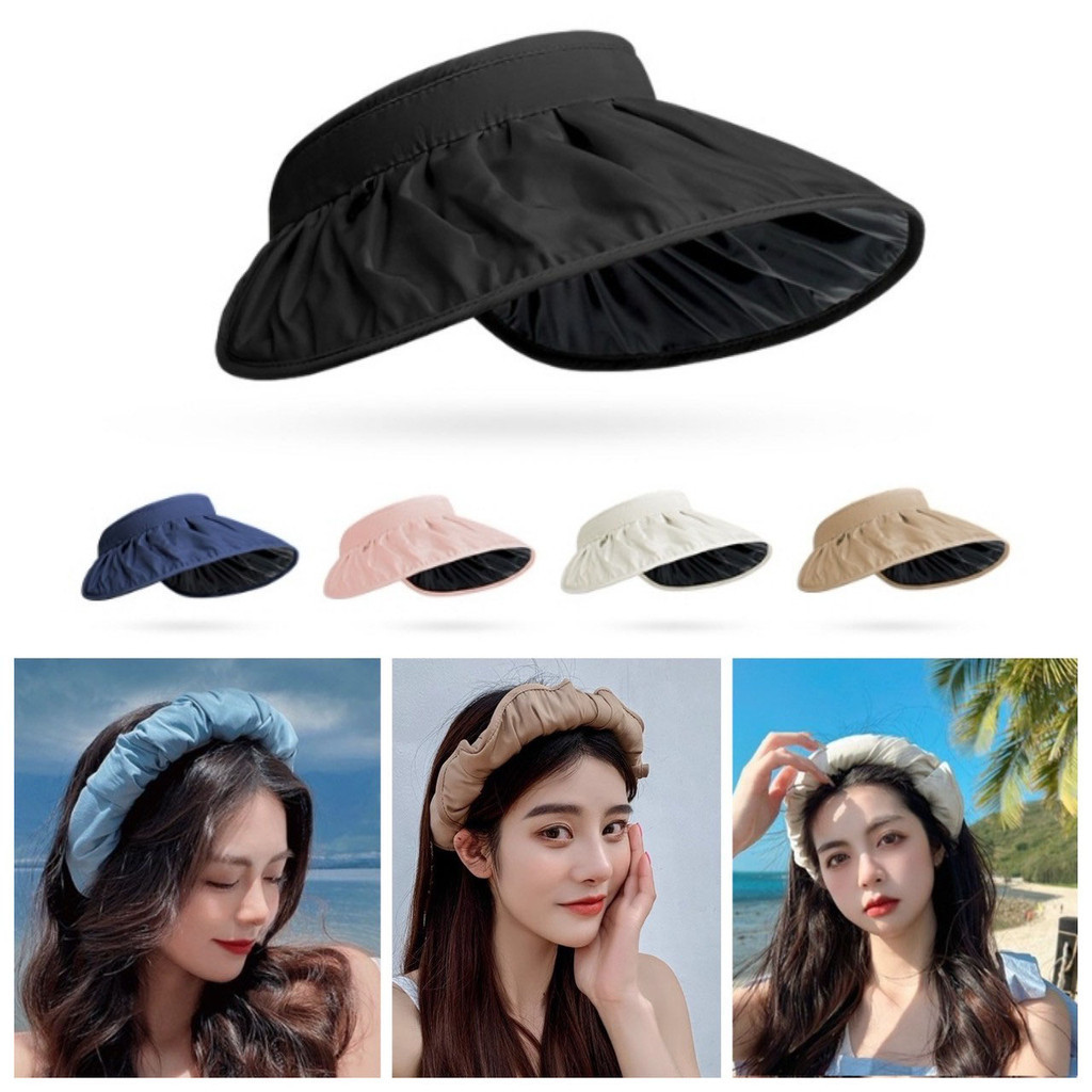 🔺 หมวก กันแดด ที่คาดผม พับได้ ปีกกว้าง โม่งคลุมหัว แบบมีหมวกบังแสง UV กันฝุ่น กันร้อน 🔺