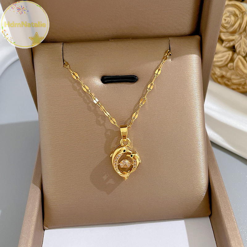 Hdmnatalie คู่แม่และเด็ก Dolphin Beag Zircon จี้สร้อยคอผู้หญิงอย่า Fade หัวใจสัตว์เครื่องประดับของขวัญวันเกิดเด็ก TH