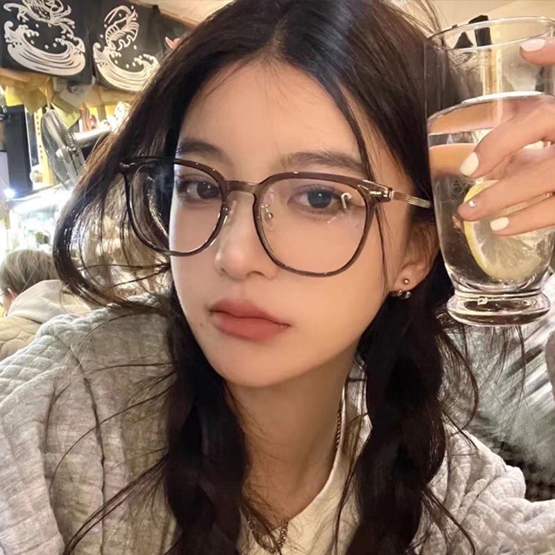 แว่นตาสายตาสั้นแฟชั่น ป้องกันแสงสีฟ้า น้ําหนักเบา 0°~-600° แว่นตากรอบใหญ่ สไตล์เกาหลี กรอบสี่เหลี่ยม 041 - รูปที่ 3