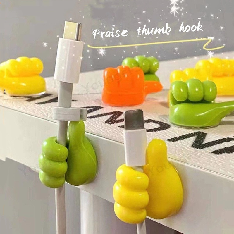 Multifunctional Cable Clip Organizer Thumb Hooks Wall Hook การจัดการสายเคเบิล Desktop Cord Holder Wire Wall Hooks Hanger Storage