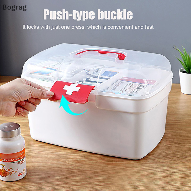 [Bogr ] กล ่ องเก ็ บยาแบบพกพาชุดยาความจุขนาดใหญ ่ Family Hand First Aid Chest Simple Travel กล ่ องฉุกเฉิน COD
