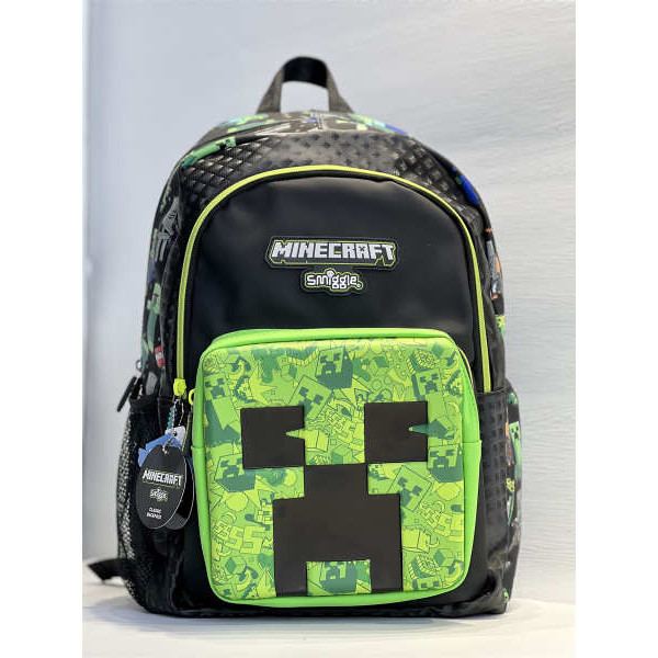 smiggle กระเป๋า smiggle กระเป๋านักเรียนออสเตรเลีย smiggle สีเขียว Minecraft กระเป๋าเป้สะพายหลังคลายการบีบอัดความจุขนาดใหญ่ของขวัญกระเป๋าเป้สะพายหลังนักเรียนเกรด1.6