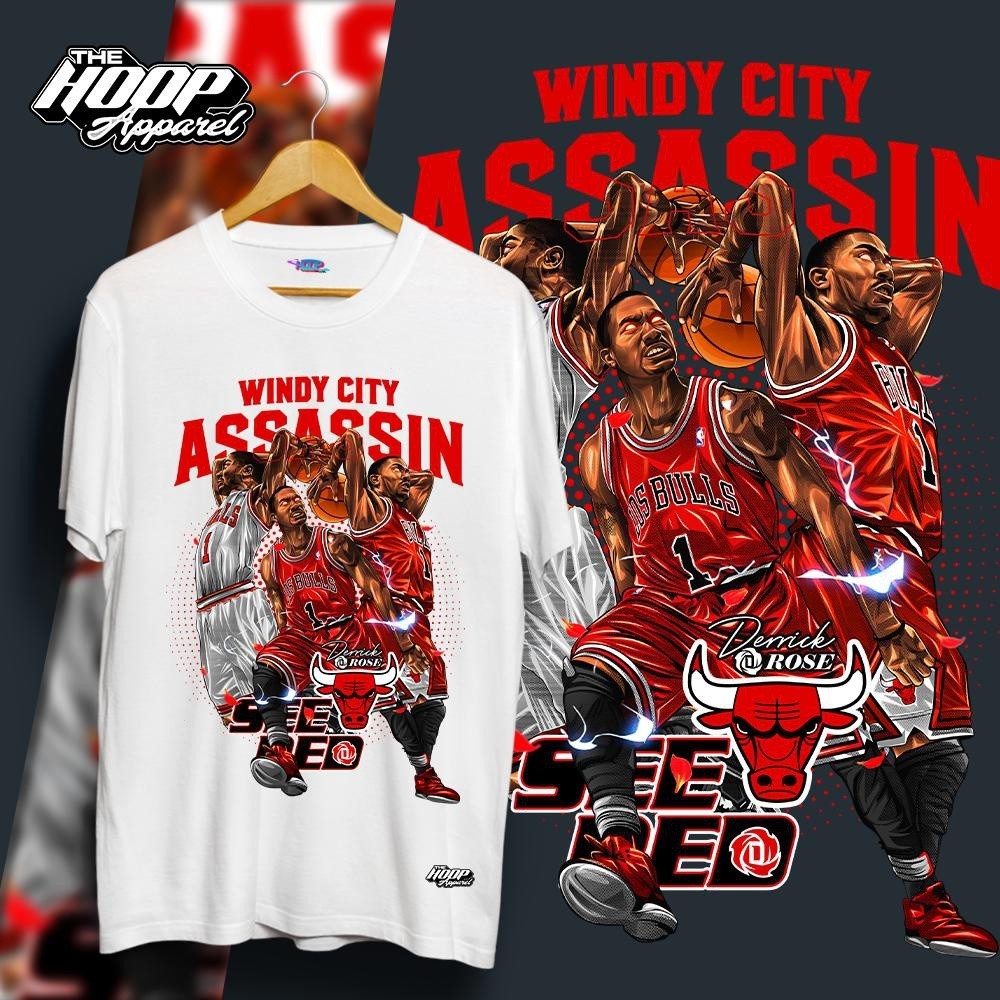 THE HOOP APPAREL DROSE WINDY CITY GRAPHIC COTTON TSHIRT สําหรับผู้ชายและผู้หญิงพร้อมถุงเท้าและสติ๊กเ