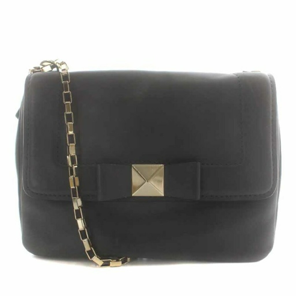 KATE SPADE SHOULDER BAG LEATHER CHAIN BOW BLACK Direct from Japan Secondhand