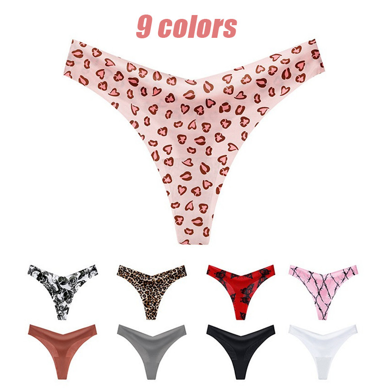 3pcs พิมพ์ผ้าไหมน้ําแข็งกางเกงไม่มีรอยต่อเซ็กซี่ต่ําเอวทองผู้หญิง Breathable Plus ขนาดกางเกงชั้นในสตรีบิกินี่ G-String ชุดชั้นใน T-back
