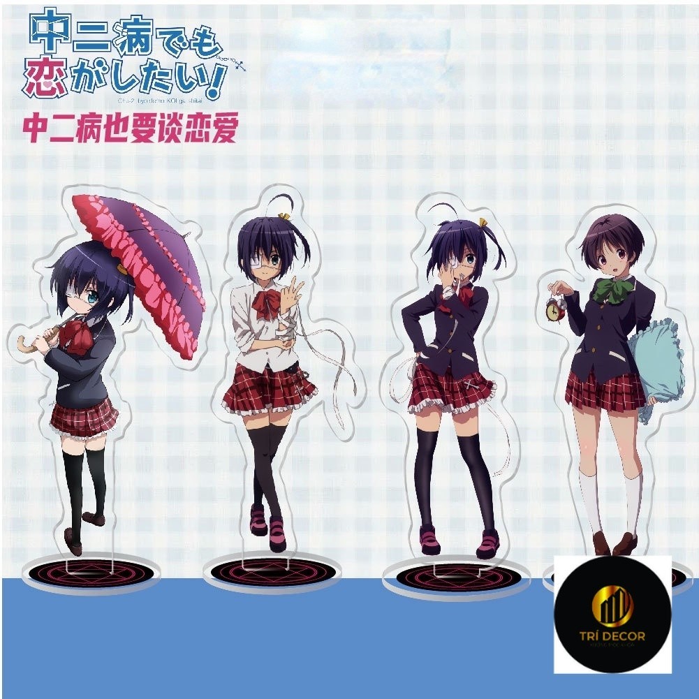 Kawaii Love Chunibyo & Illusions ของขวัญสําหรับเด็กอะคริลิครุ่นแผ่นอะนิเมะรูปขาตั้ง Takanashi Rikka 