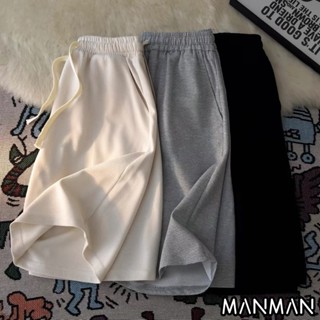 MANMAN ผ้าฝ้ายแท้สำหรับผู้ชาย กางเกงกีฬาขาสั้น เลือกได้หลายส…