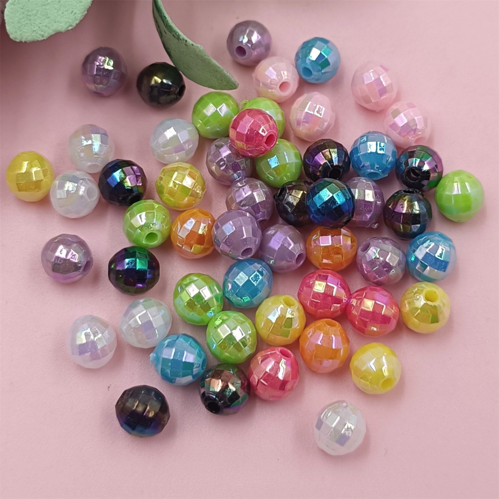 50 ชิ้น 5*6 มิลลิเมตร Multi-faceted Ball ลูกปัดหลวม AB Bright สีอะคริลิค DIY สําหรับสร้อยข้อมือสร้อยคอเครื่องประดับทําอุปกรณ์เสริม Handmade วัสดุ