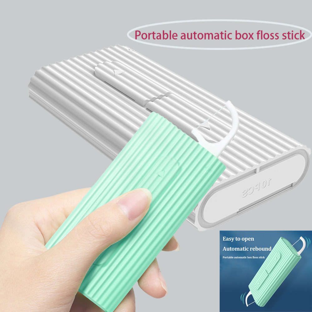แบบพกพาทันตกรรมไหมขัดฟันdispenserบรรจุ10ชิ้นไหมขัดฟันกล่องเก็บอัตโนมัติรีฟิลสุขอนามัยช่องปากcare Floss Pick