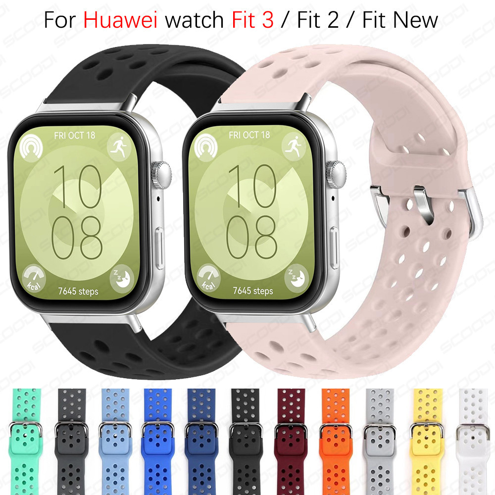 สายนาฬิกาซิลิโคนเปลี่ยนสําหรับ Huawei watch Fit 5 / Fit 5 pro / Fit 4 / Fit 4 pro / Fit 3 / Fit 2 / Fit สมาร์ทวอทช์ใหม่ ระบายอากาศ