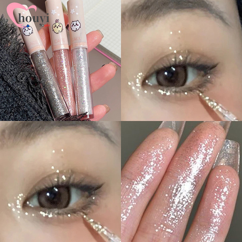 [Hot]3 สี Glitter Liquid Eyeshadow - Face Body Contour Illuminator - Eye Makeup Cosmetic - Silkworm Pencil - Pearlescent Shiny Sequins - กันน้ําและติดทนนาน