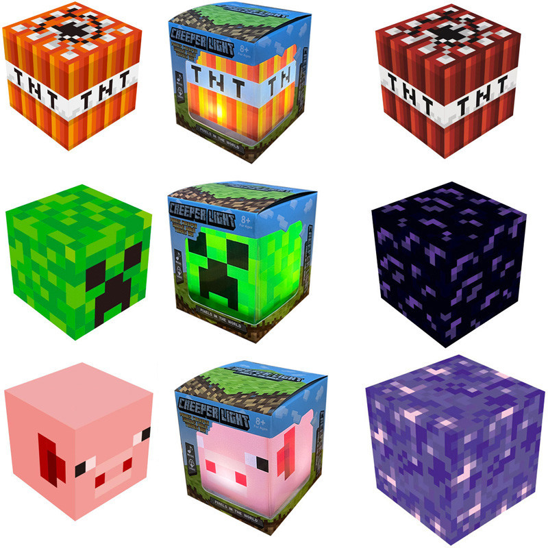 Minecraft ชาร์จ Light Up LED Night Light เด็กเดสก์ท็อปของเล่นส่องสว่าง Redstone ไฟฉายโคมไฟ USB Light