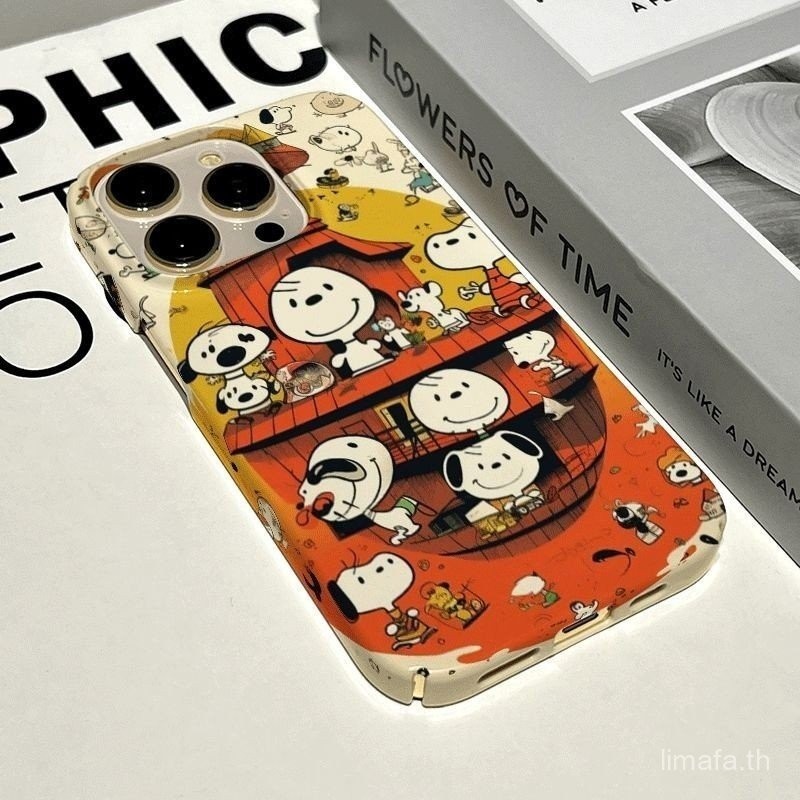 Ins Windyน่ารักSnoopyครอบครัวiPhoneเคสโทรศัพท์เข้ากันได้กับiPhone 7/8plus 15 13 14 12 11 pro 12promax 11 13 15 14 Promaxป้องกันกรณีกันฝุ่นAntipaste xr xs xsmax Hard Case LCEC