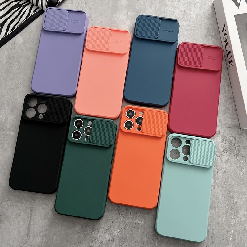 สําหรับ IPhone 14 Plus 13 12 11 15 Pro Max 16 หน้าต่างบานเลื่อนขอบตรง TPU Soft iPhone กรณีป้องกัน