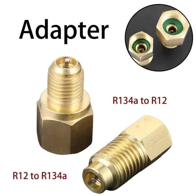 2 ชิ้น R12 R22 ถึง R134a อะแดปเตอร์ R134A สารทําความเย็นถัง/ปั๊มสูญญากาศพอร์ตการเชื่อมต่ออะแดปเตอร์ - 1/4 "Flare หญิง X 1/2 "Acme ชาย