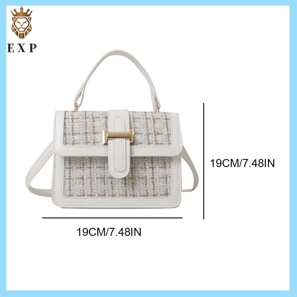 [explosion1.th] Women PU Leather Classic Plaid Bag Flap Top Hand Bag Shoulder Bag for Shopping