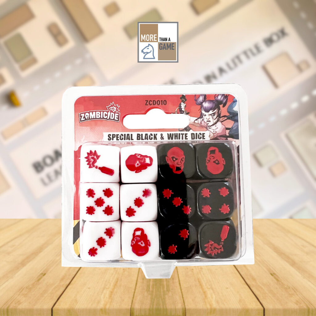Zombicide Special black & white dice [ส่วนเสริมบอร์ดเกม]