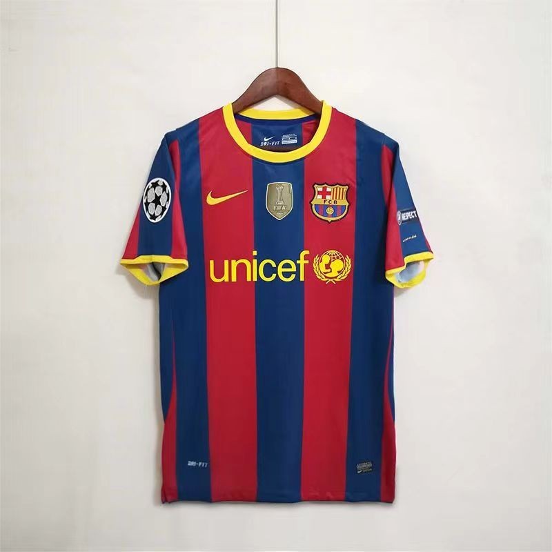 Retro Edition 2010/11 ชุดเสื้อฟุตบอลสโมสรบาร์เซโลนา S-2XL,สามารถเพิ่มชื่อและหมายเลขของคุณได้