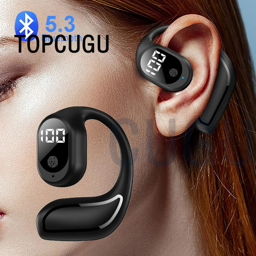 ท็อปคัฟ หูฟังไร้สายคลิปสําหรับบลูทูธ5.3สเตอริโอไฮไฟดิจิตอลกีฬาไร้สายเอียร์บัดพร้อมไมโครโฟน