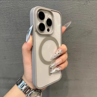 เหมาะสําหรับ iPhone เปลือกแข็งแม่เหล็กเข้ากันได้กับ iPhone 15 14 13 12 11 Pro Max 15Plus 14Plus กันชนซิลิโคนเปลือกแข็งโปร่งใส