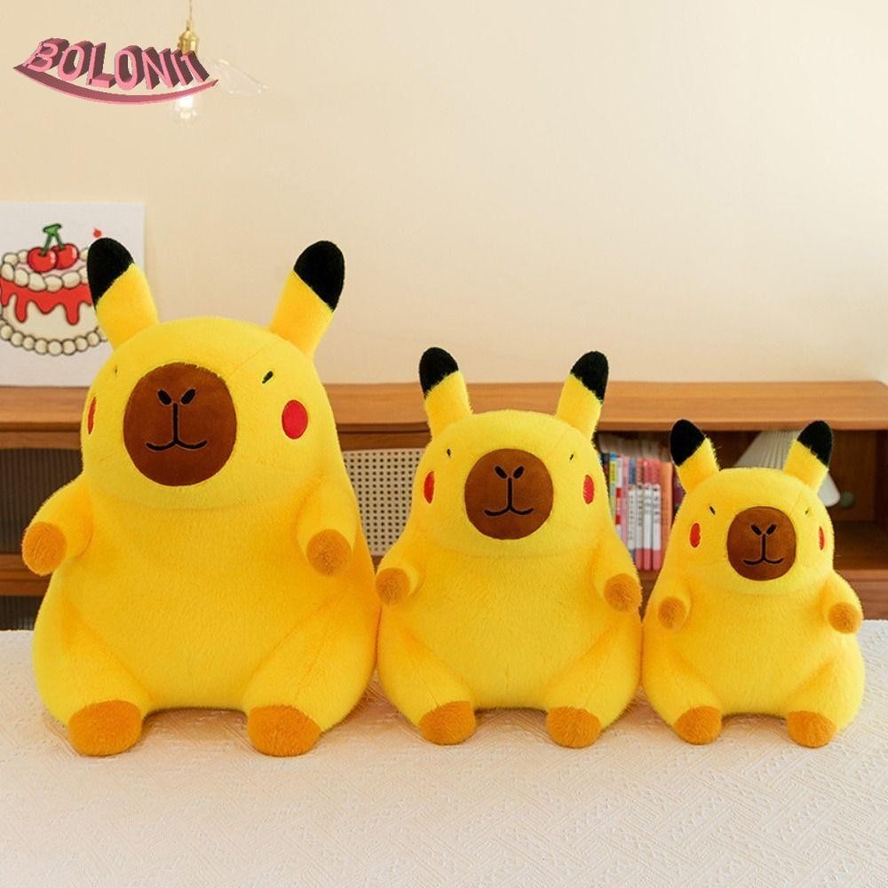 Bo Pikachu Capybara ตุ๊กตาตุ๊กตา, PP ผ้าฝ้ายจําลอง Capybara ตุ๊กตาของเล่น,คอลเลกชันแปลกใหม่ Fluffy คอสเพลย์ Pikachu Capybara ของเล่นของขวัญวันเกิด