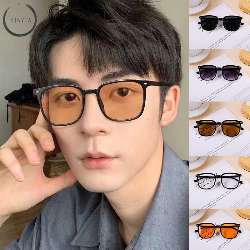 ส่งเร็ว✨แว่นตากันแดดป้องกันรังสียูวีวินเทจสไตล์เกาหลีกรอบเหลี่ยมแฟชั่นเบาพิเศษแว่นตาสำหรับผู้ชายและผู้หญิง-XINYIA1