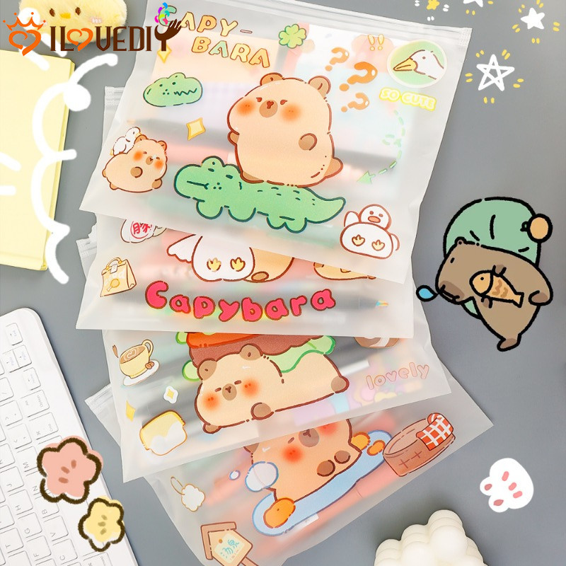 [ แนะนํา ] Capybara Storage Bag - File Pocket - กล่องปากกาเครื่องสําอาง - Makeup Organizer - กระเป๋าซักผ้า - PVC, กันน้ํา, กันฝุ่น, แบบพกพา - อุปกรณ์การเดินทาง