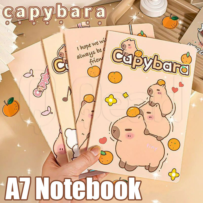 4 ชิ้นการ์ตูน Capybara A7 โน๊ตบุ๊ค - DIY บัญชีแยกประเภทมือเปล่า - สํานักงานเครื่องเขียนโรงเรียน - หนา, น่ารัก, INS - Kawaii Mini กระเป๋าขนาดเล็ก Notepad - นักเรียนแบบพกพา Memo สมุดไดอารี่