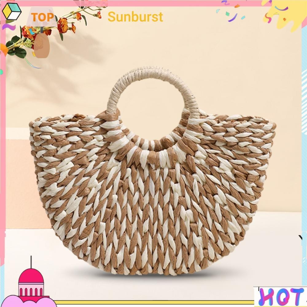 กระเป๋าถือสตรีครึ่งรอบสี Clash Casual Travel Tote Bag Summer Beach Handbag [Sunburst11.th]