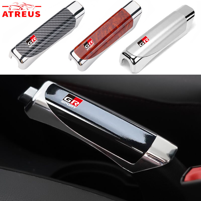 Toyota GR ปลอกหุ้มเบรคมือสําหรับรถยนต์ ปลอกหุ้มเบรคมือ คาร์บอนไฟเบอร์ ครอบเบรคมือลายคาร์บอน สำหรับ Toyota Prius Fortuner Corolla Cross CHR Camry Wish Vios Veloz Estima Sienta Yaris Ativ Altis Hilux Revo bZ4X Hiace