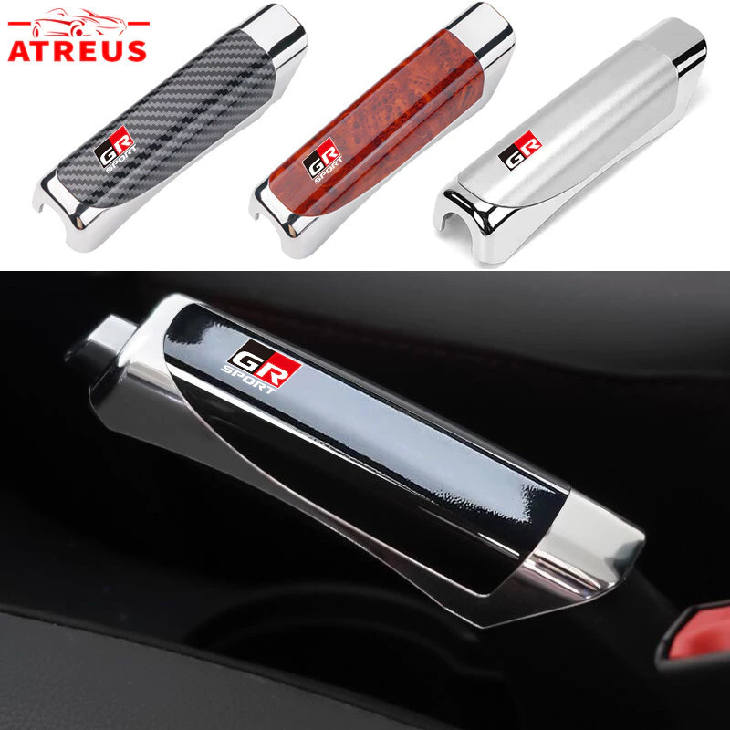 Toyota GR ปลอกหุ้มเบรคมือสําหรับรถยนต์ ปลอกหุ้มเบรคมือ คาร์บอนไฟเบอร์ ครอบเบรคมือลายคาร์บอน สำหรับ Toyota Prius Fortuner Corolla Cross CHR Camry Wish Vios Veloz Estima Sienta Yaris Ativ Altis Hilux Revo bZ4X Hiace