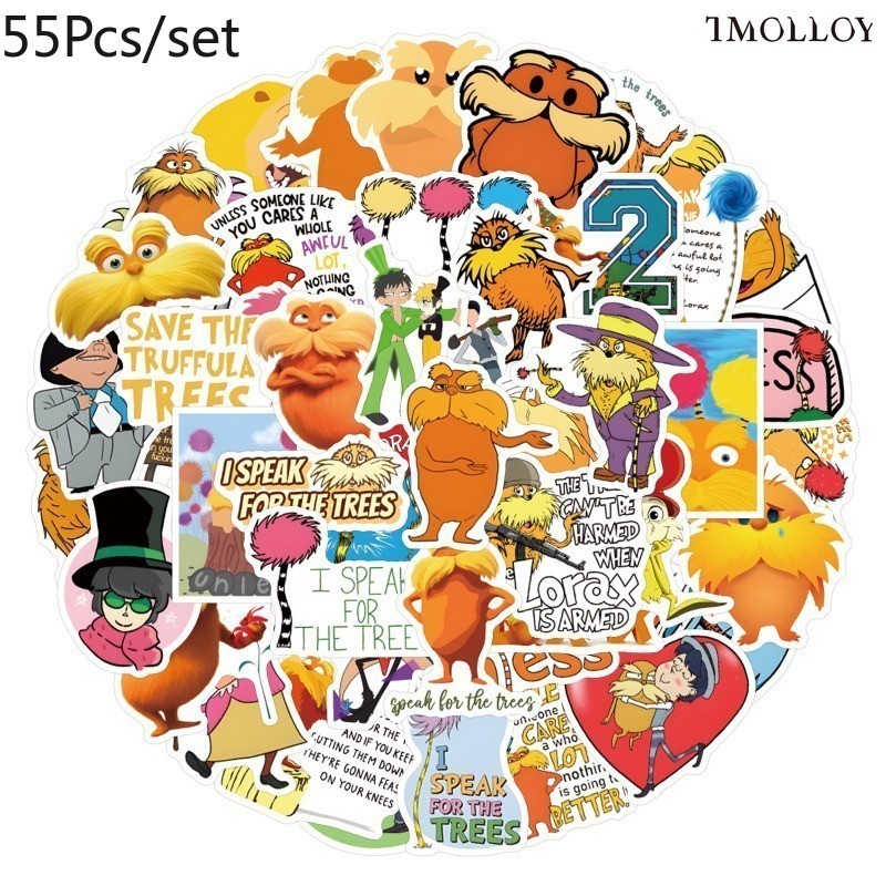 [T] 55 ชิ้น/เซ็ต Lorax สติ๊กเกอร์สติกเกอร์กันน้ํารูปลอกสําหรับของเล่น