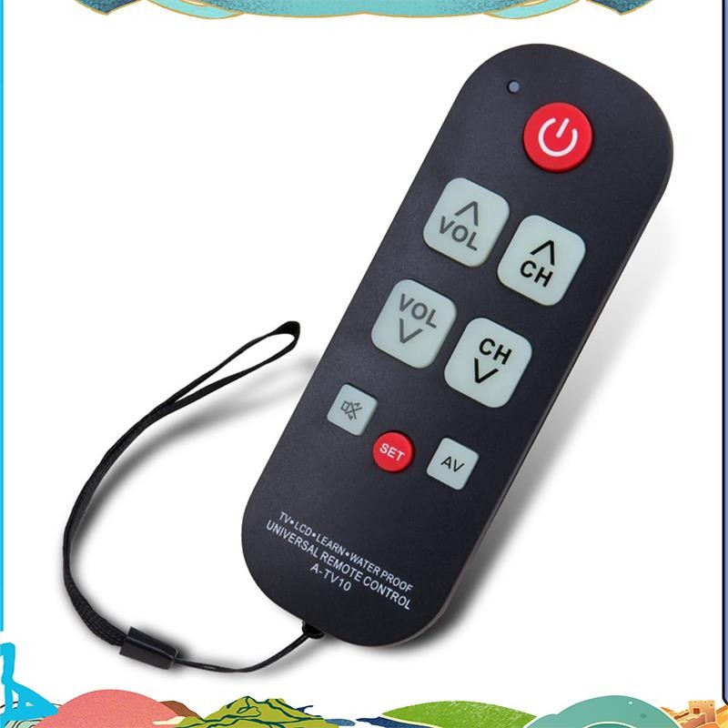A-tv10 รีโมททีวีสําหรับอาวุโส Universal Controller รีโมทคอนโทรลกันน้ําเรียบง่ายพร้อมไฟ LED สําหรับทีวีทุกรุ่น