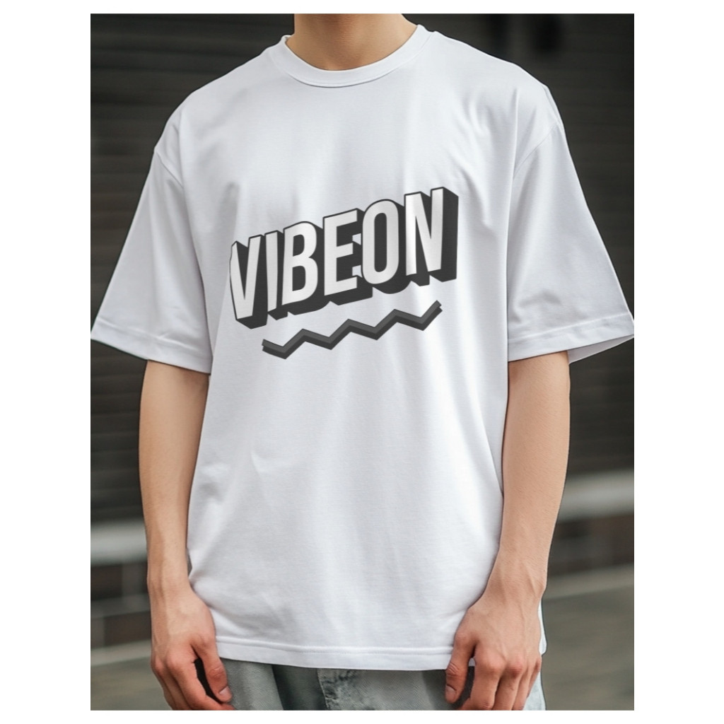 เสื้อยืด VIBEON คอตตอน 100% พรีเมียม คอกลมหนานุ่มใส่สบาย ผ้าไม่ยืด คอไม่ย้วย ใส่ได้ในทุกๆไวบ์  VIBEO