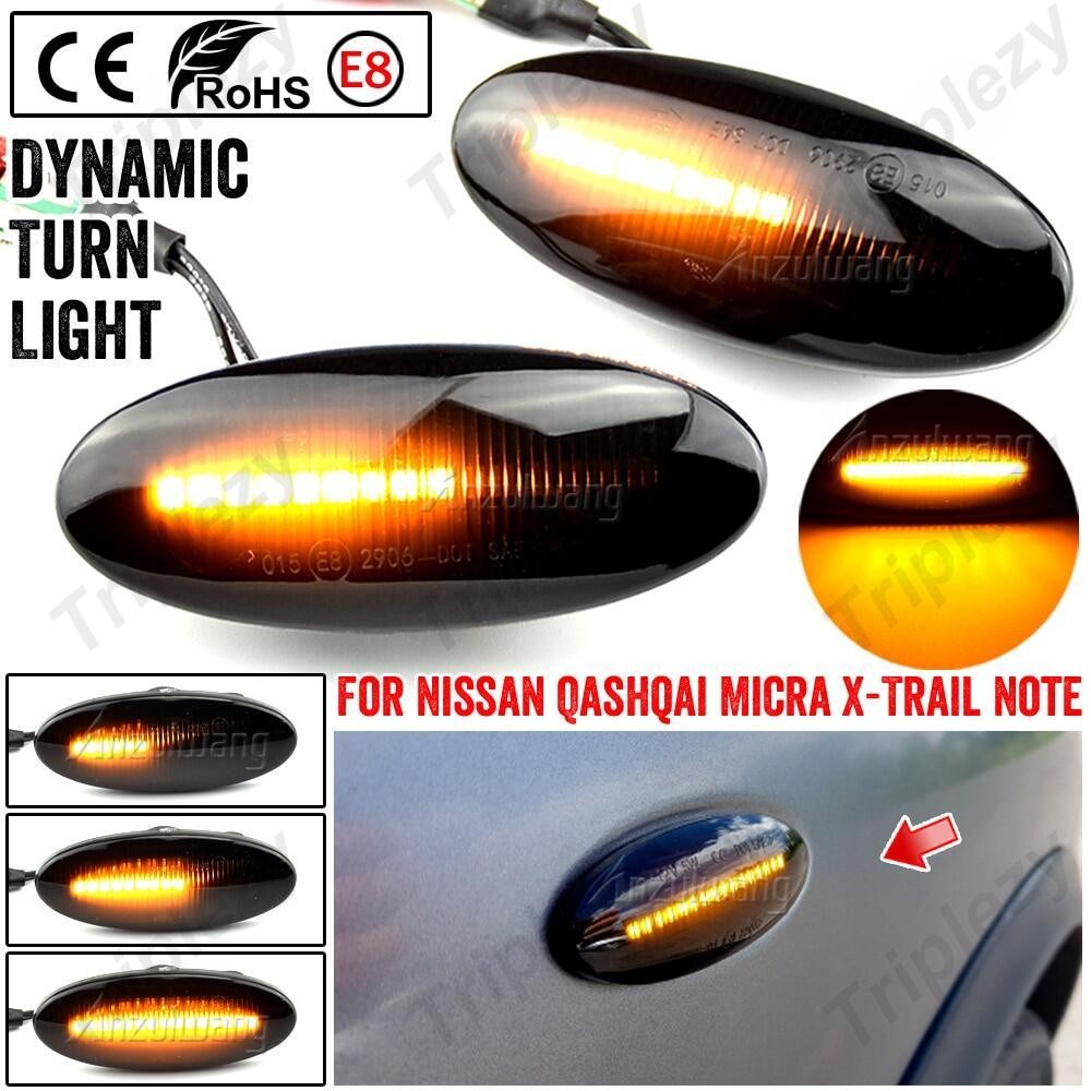 ไฟเลี้ยว LED ด้านข้างแบบไดนามิก 1 คู่ สําหรับ Nissan Grand Livina/Almera/Sentra/Qashqai/Rogue/Sport/X-trail/Cube/Juke/Leaf/Micra/X-Trail