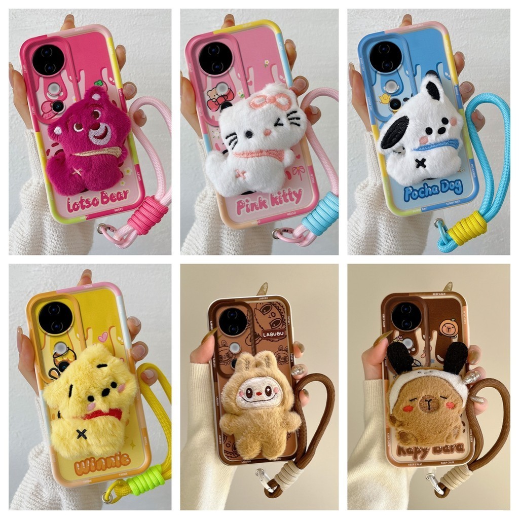 เคส Vivo V40 5G เคส Vivo V40 Pro 5G เคส Vivo S19 Pro เคสเข้ากันได้กับมือวางตุ๊กตาน่ารักเคสโทรศัพท์แบ