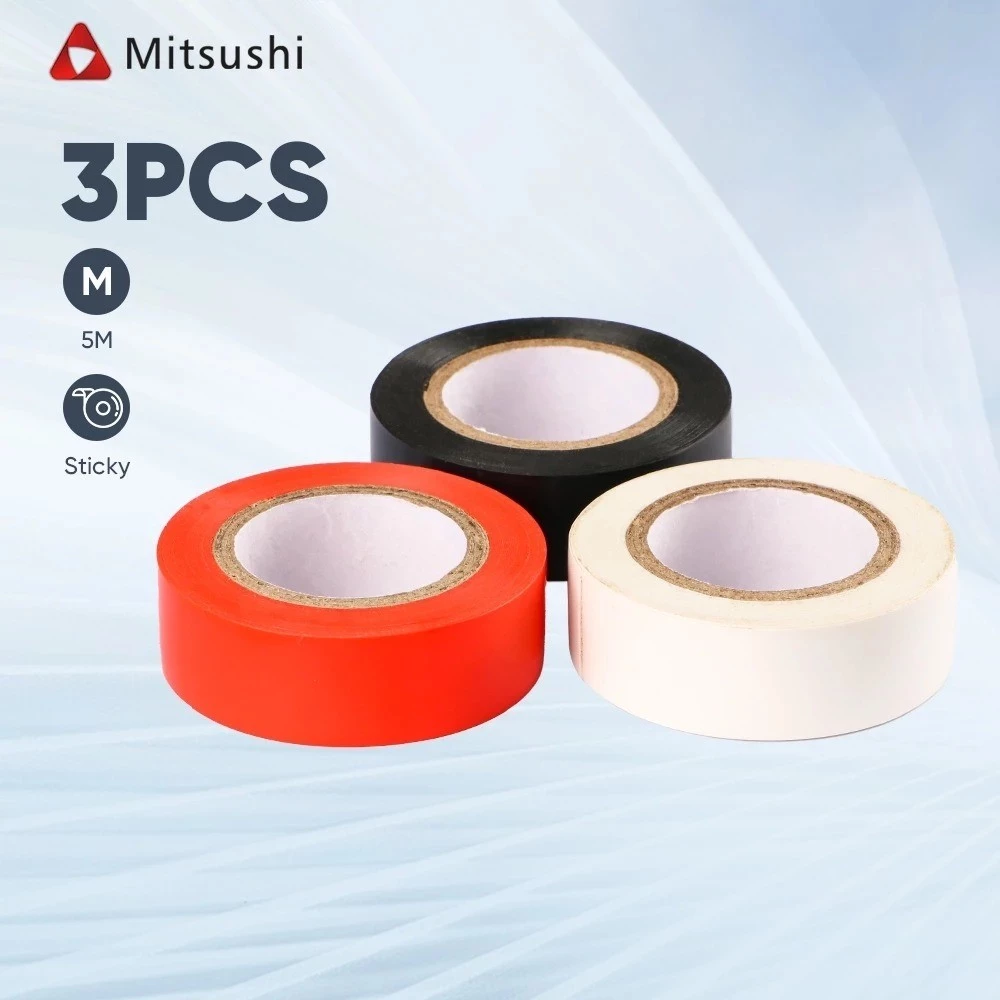 Mitsushi เทปพันสายไฟ หลากสี PVC 18mm x 5m (แพ็ค 3 ม้วน)