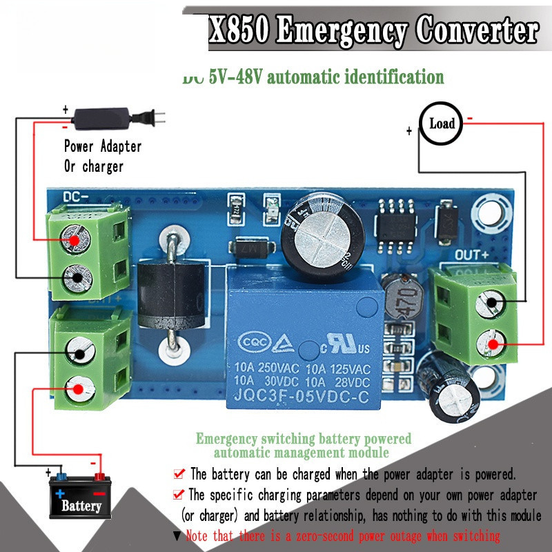 Yx850 โมดูลแปลงแบตเตอรี่ลิเธียมฉุกเฉิน 5V-48V JY-850